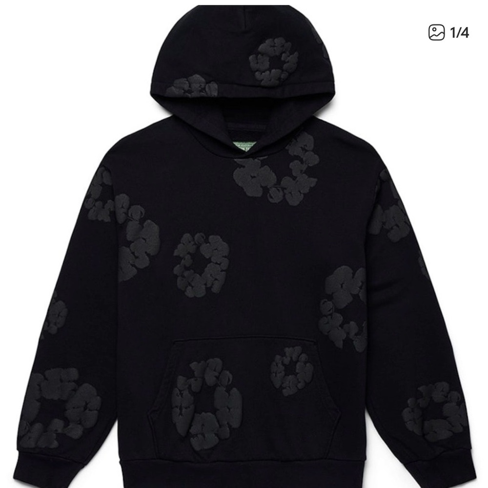 Denim Tears Wreath Men's Black monochromatic Patterned Hoodie size M NWOT